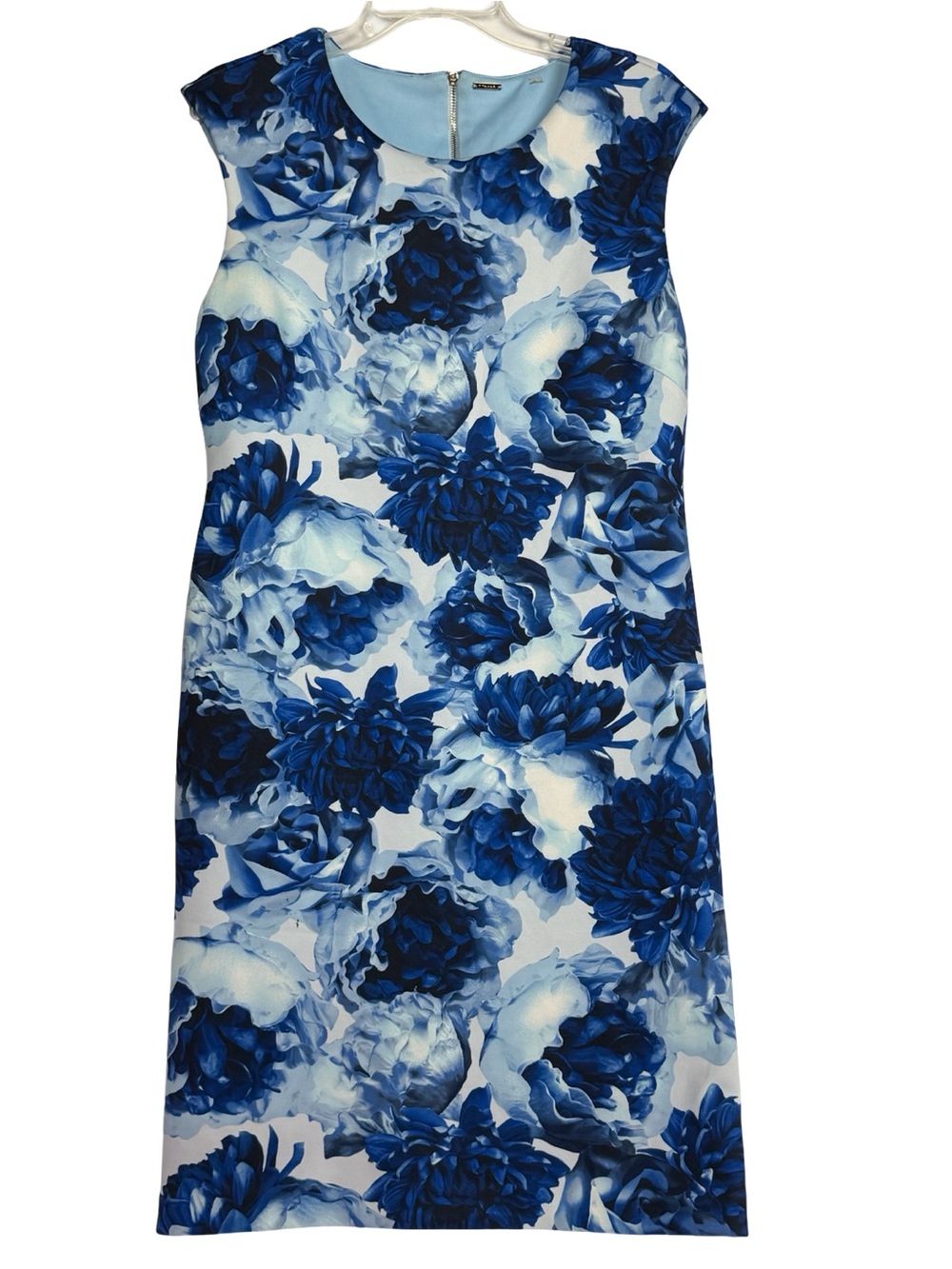 T Tahari Women's Blue Floral Dress Medium M Work Travel Evening Classic